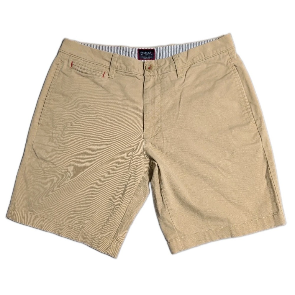 UNTUCKit St Vincent Chino Short Mens 32 Beige Tan 8" Inseam Cotton Twill Preppy